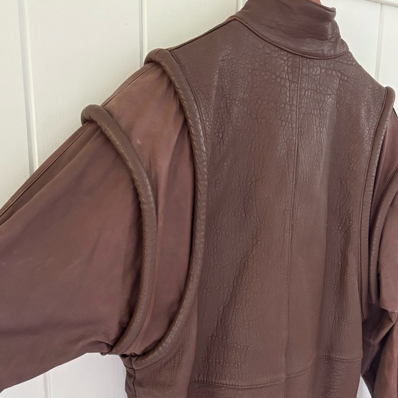 Vintage Leather Bomber Aviator Flight Jacket Women Size 7/8 Chocolate Brown - Picture 10 of 15